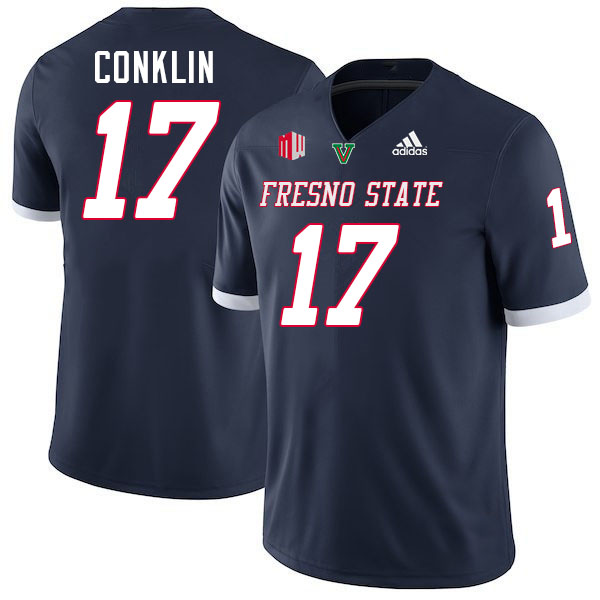 Fresno State Bulldogs #17 Carson Conklin College Football Jerseys Stitched-Navy